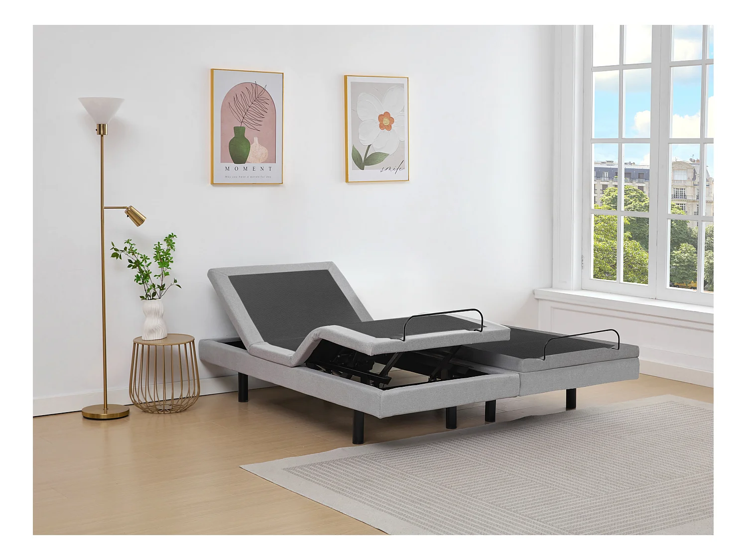 Sommier électrique de relaxation déco - 2 x 80 x 200 cm - Tissu - Gris - ALPANA de YSMÉE