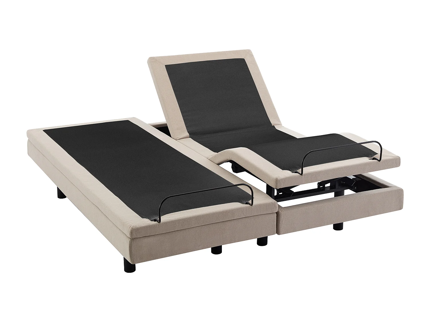 Sommier électrique de relaxation déco - 2 x 80 x 200 cm - Tissu - Beige - ALPANA de YSMÉE