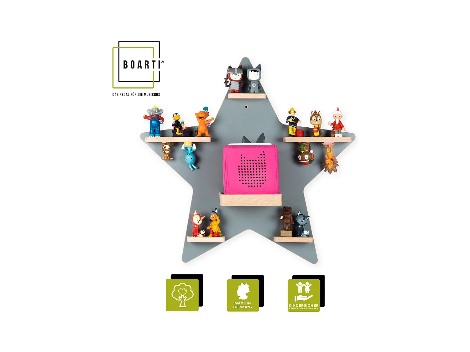 Regal Holz Stern Kinder Toniebox Tonies Figuren