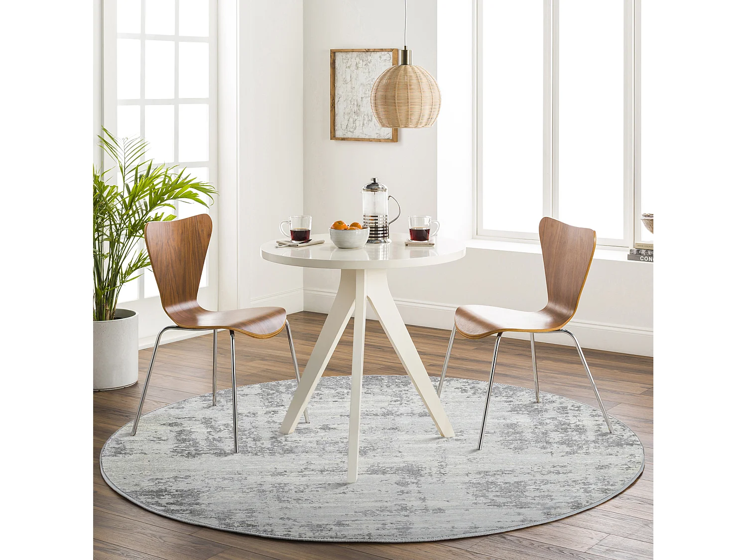 Rond Modern Abstract Tapijt - Grijs/Ivoor - Ø 160cm - VICTOIRE