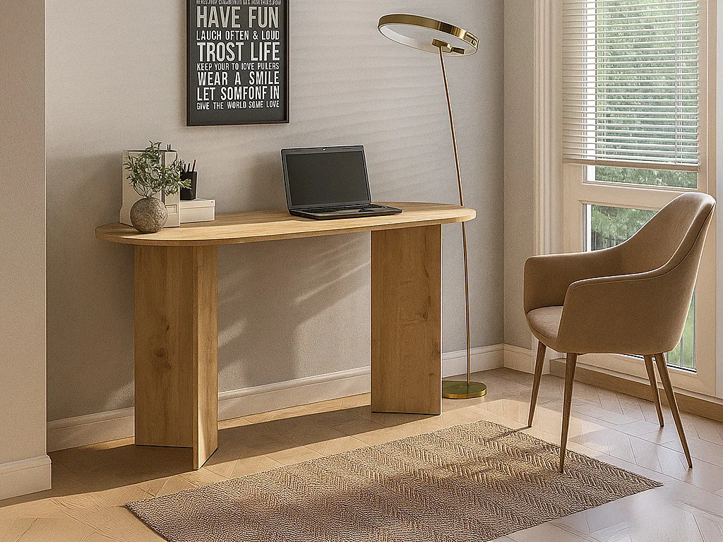 Bureau console - Coloris : Naturel clair - TOPANIA