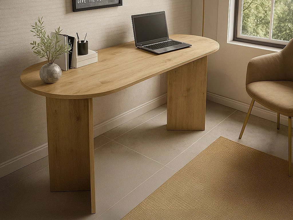 Bureau console - Coloris : Naturel clair - TOPANIA
