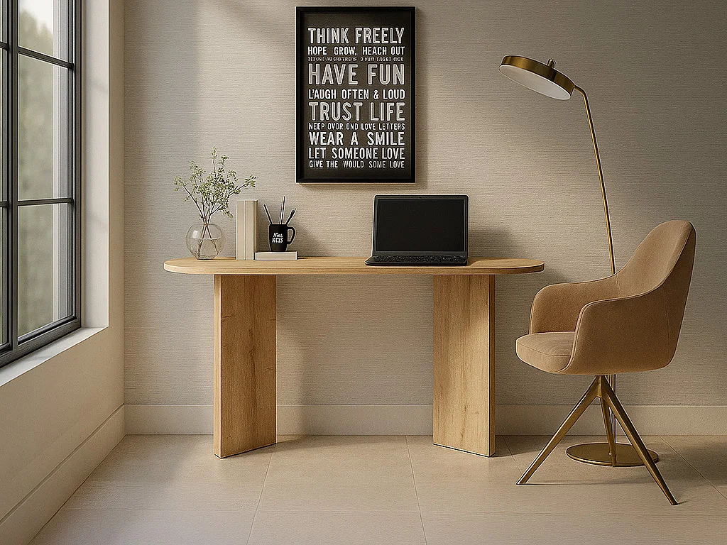 Bureau console - Coloris : Naturel clair - TOPANIA