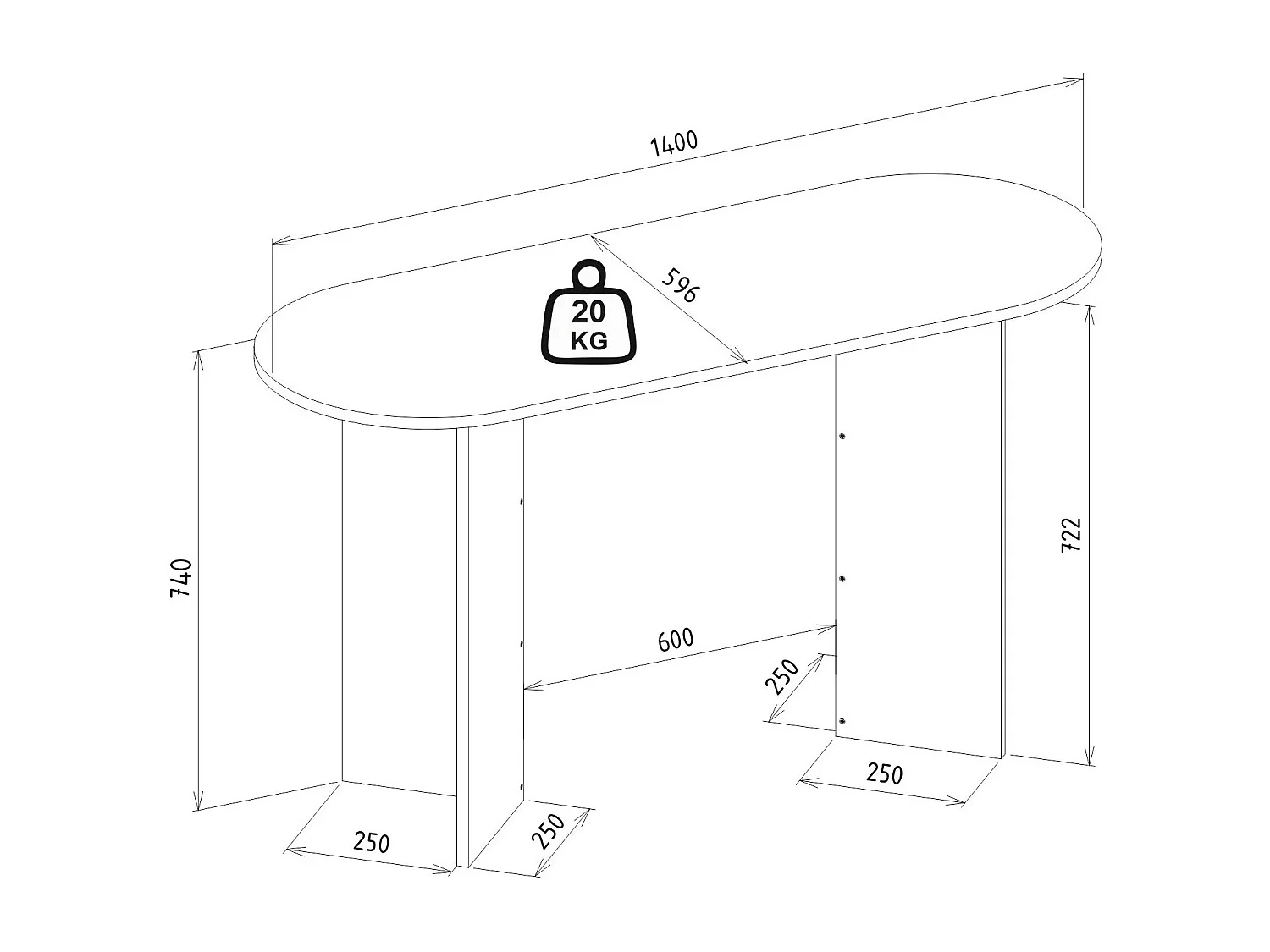 Biurko konsola - Naturalny ciemny - TOPANIA