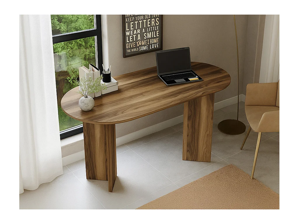 Escritorio consola - Color: Natural oscuro - TOPANIA