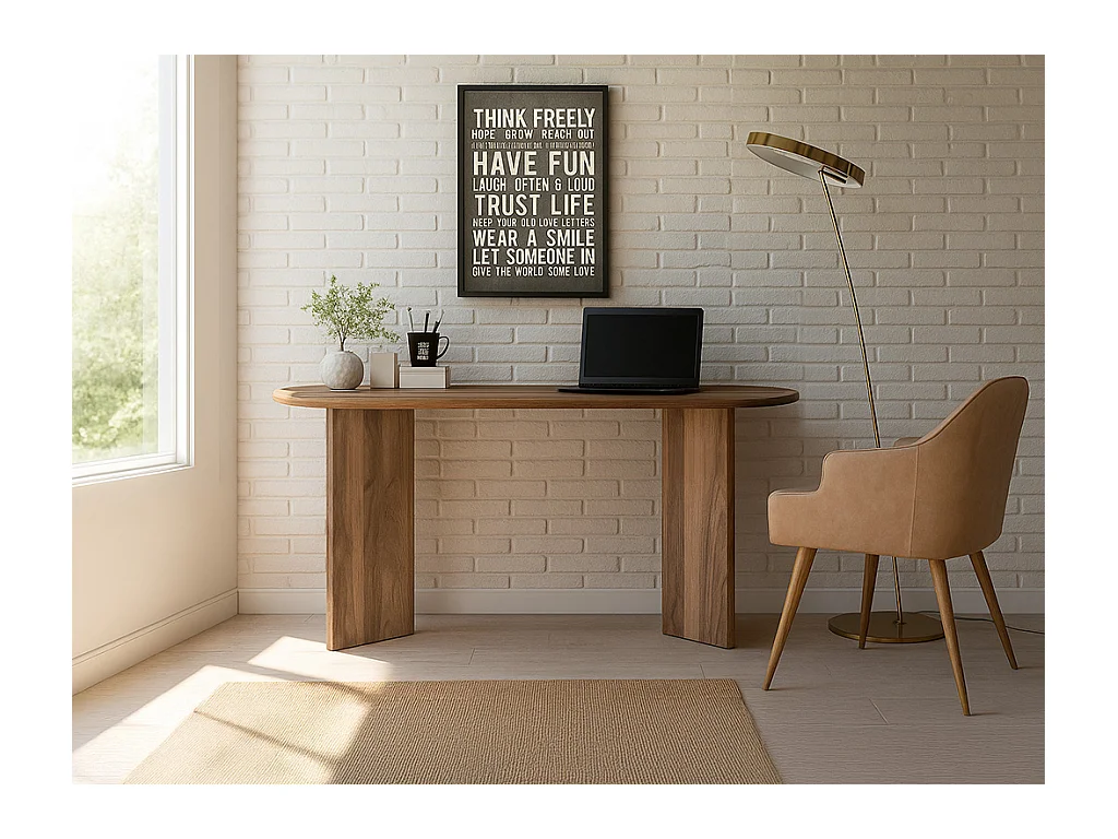 Escritorio consola - Color: Natural oscuro - TOPANIA