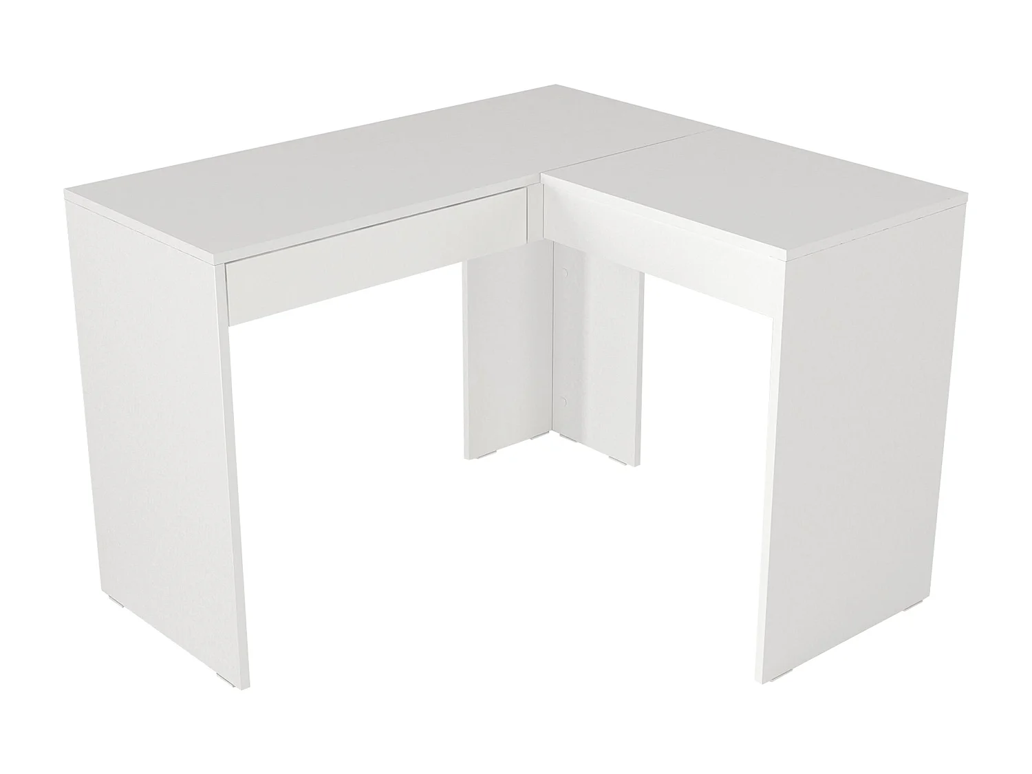 Coiffeuse d'angle avec miroir et rangements - Blanc - GIWEN