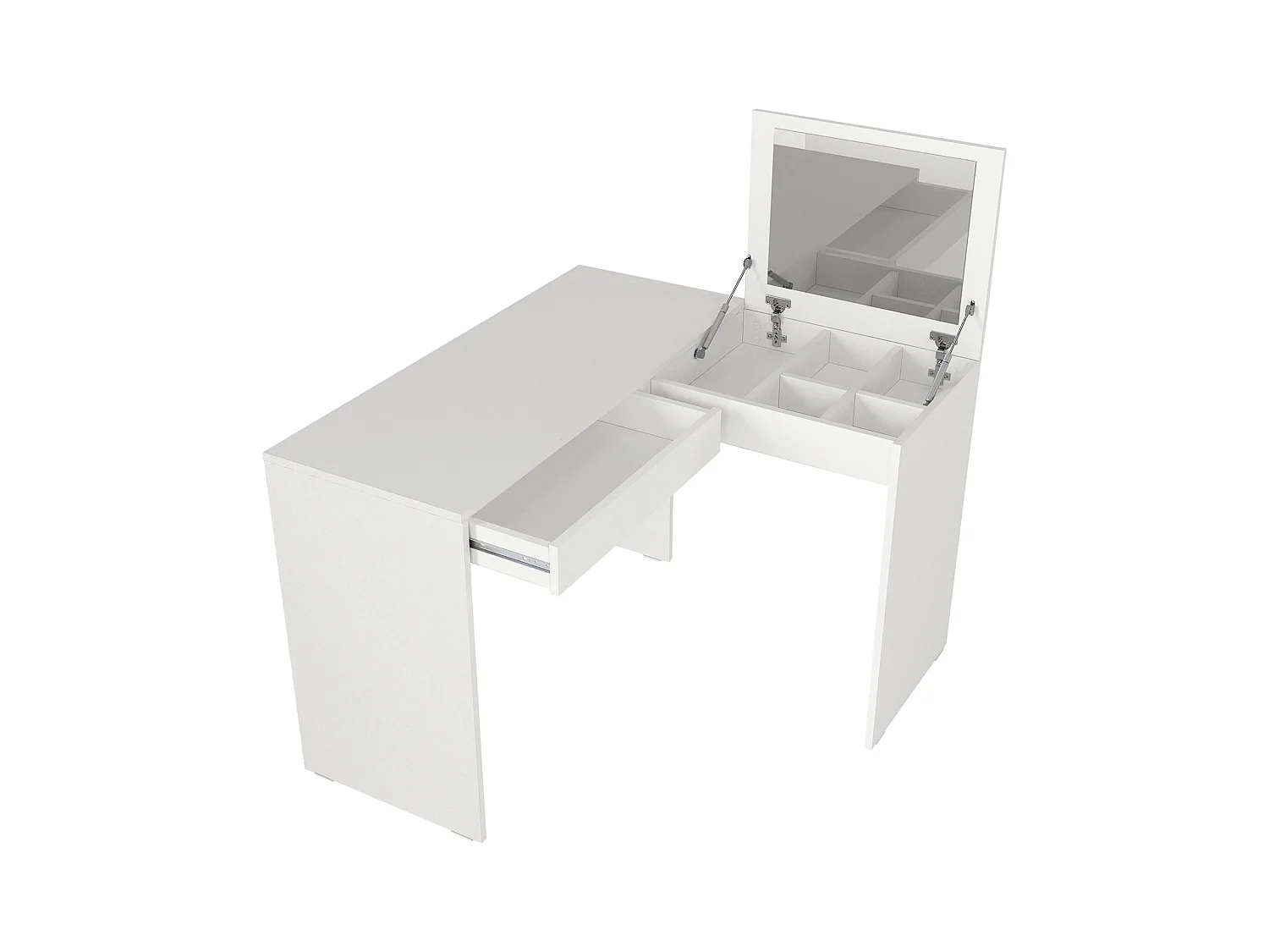 Tocador esquinero con espejo y almacenamiento - Blanco - GIWEN