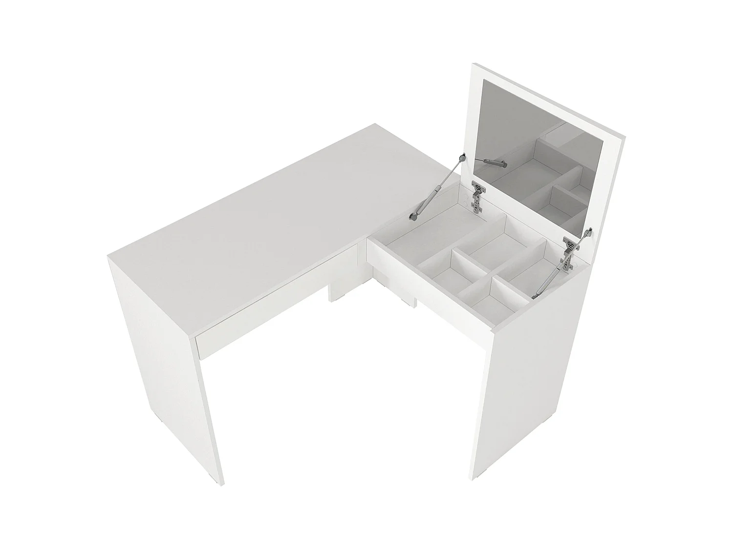 Tocador esquinero con espejo y almacenamiento - Blanco - GIWEN