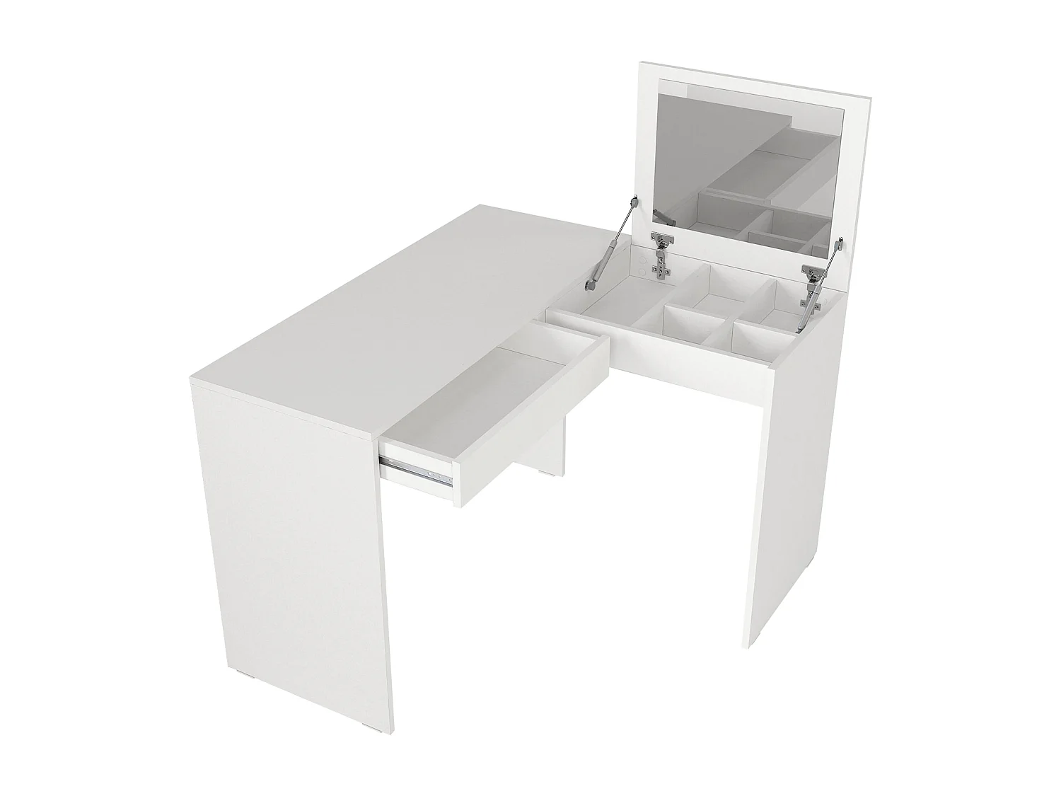 Hoekkaptafel met spiegel en opbergruimte - Wit - GIWEN