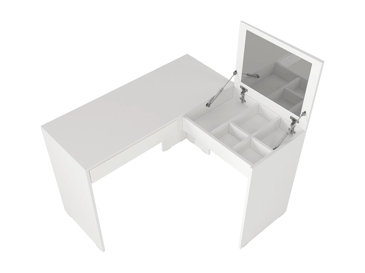 Hoekkaptafel met spiegel en opbergruimte - Wit - GIWEN