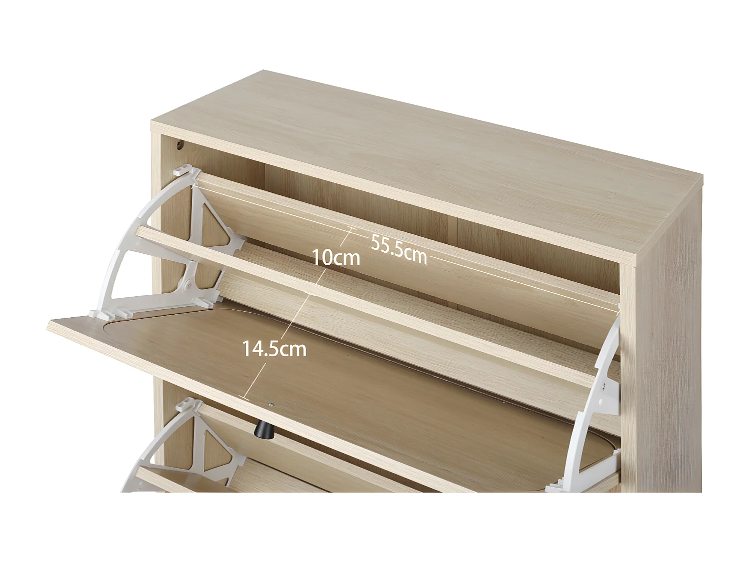 Meuble à chaussures avec 3 Porte en rotin métallique fabriqués avec des fers à repasser et MDF 60x23.5x104.5cm Naturel
