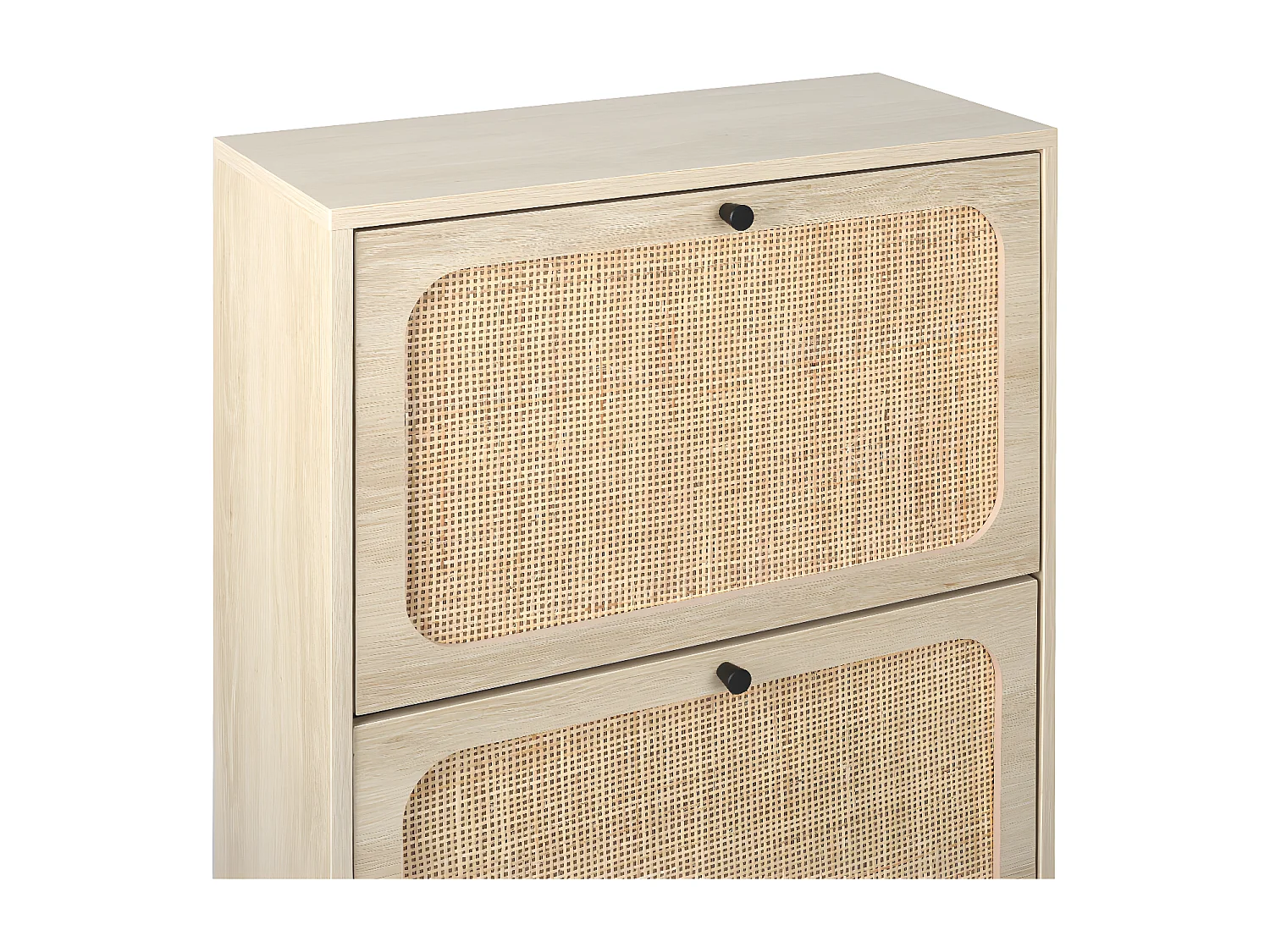 Meuble à chaussures avec 3 Porte en rotin métallique fabriqués avec des fers à repasser et MDF 60x23.5x104.5cm Naturel