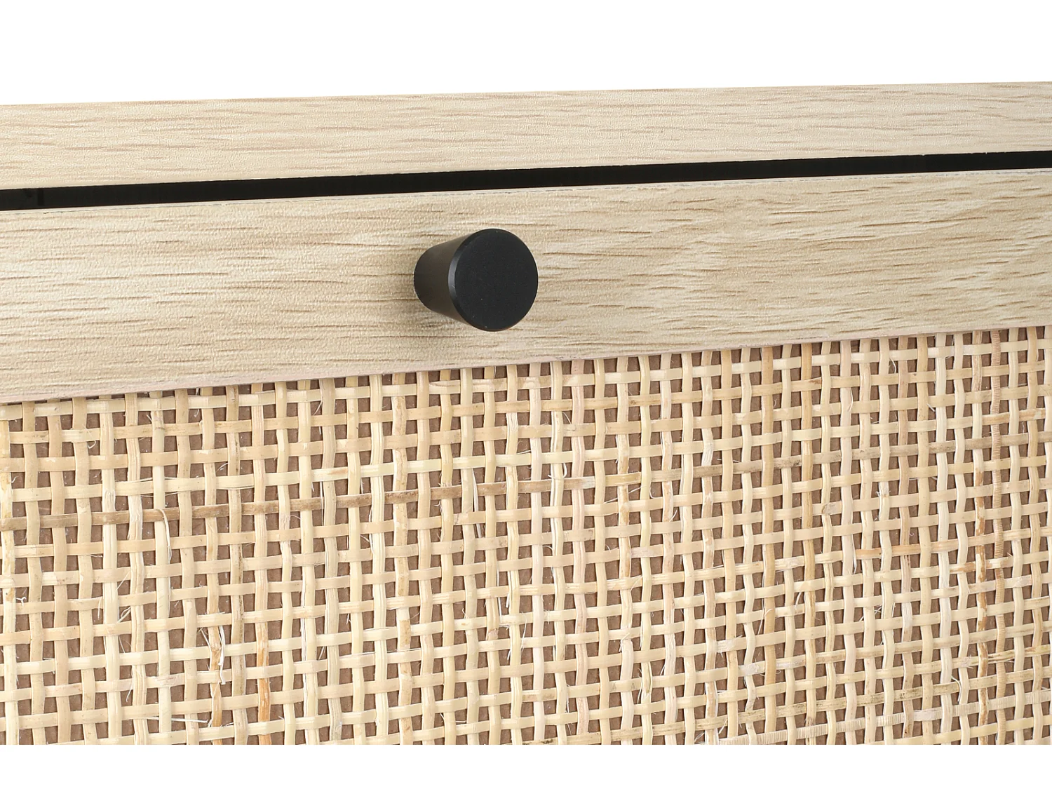 Meuble à chaussures avec 3 Porte en rotin métallique fabriqués avec des fers à repasser et MDF 60x23.5x104.5cm Naturel