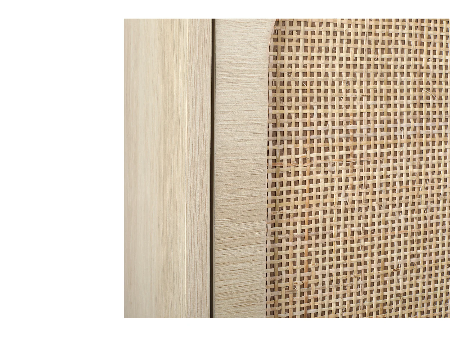 Meuble à chaussures avec 3 Porte en rotin métallique fabriqués avec des fers à repasser et MDF 60x23.5x104.5cm Naturel