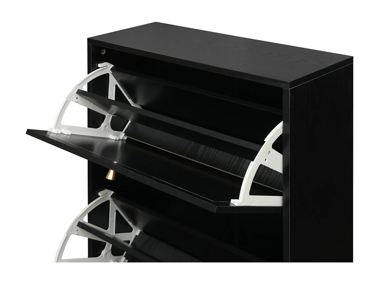 Meuble à chaussures avec 3 Porte en rotin métallique fabriqués avec des fers à repasser et MDF 60x23.5x104.5cm Noir