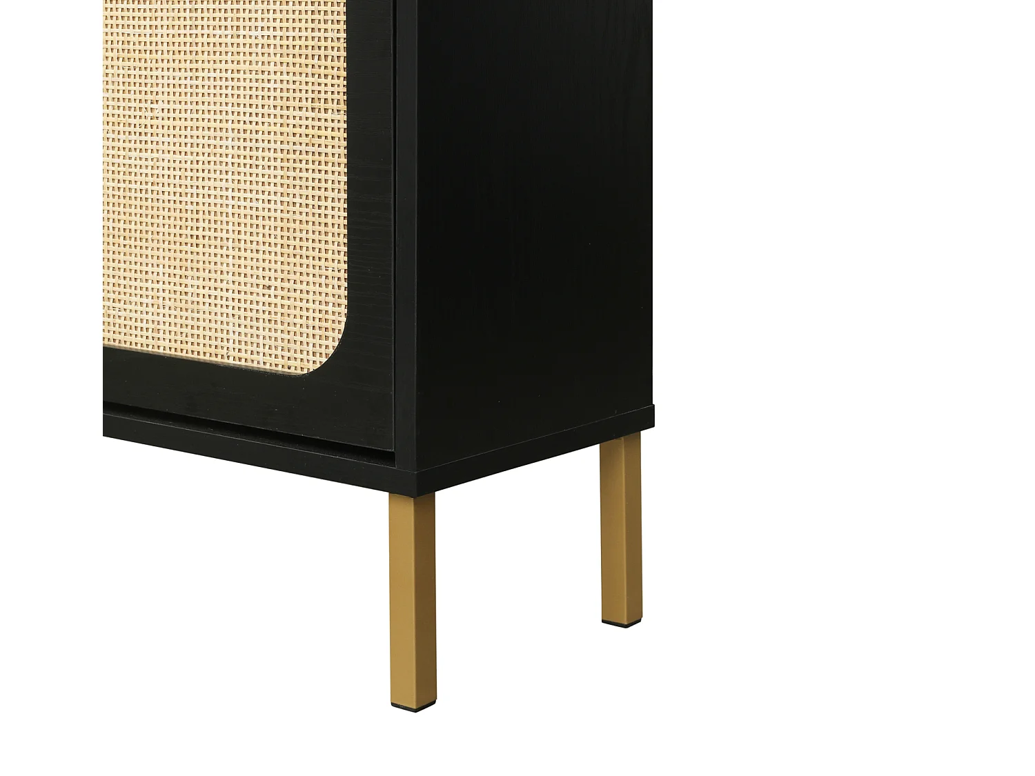 Meuble à chaussures avec 3 Porte en rotin métallique fabriqués avec des fers à repasser et MDF 60x23.5x104.5cm Noir
