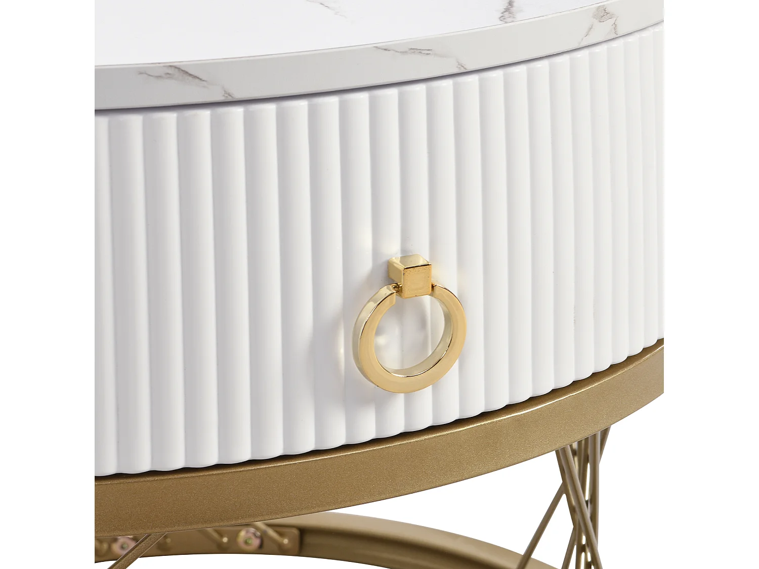 Conjunto de 2 mesas de centro encaixáveis, elegantes e empilháveis, mesa de apoio com decoração efeito mármore dourado com gaveta, 70x70x45cm+50x50x40cm, preta