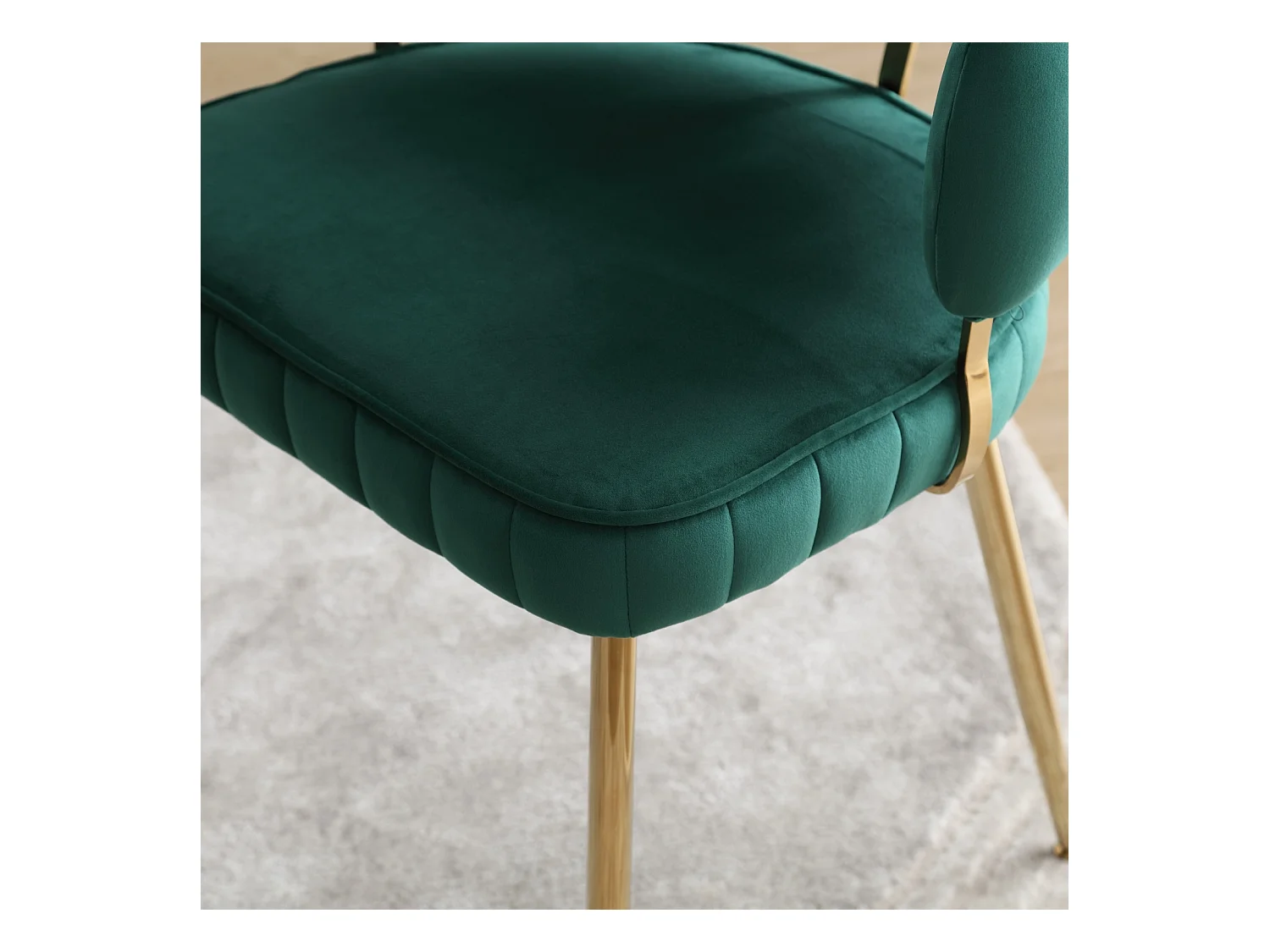 Lot de 2 chaises de salle à manger, chaise d'appoint velours , chaise simple de loisir avec pieds dorés, 58x56x78cm, Vert