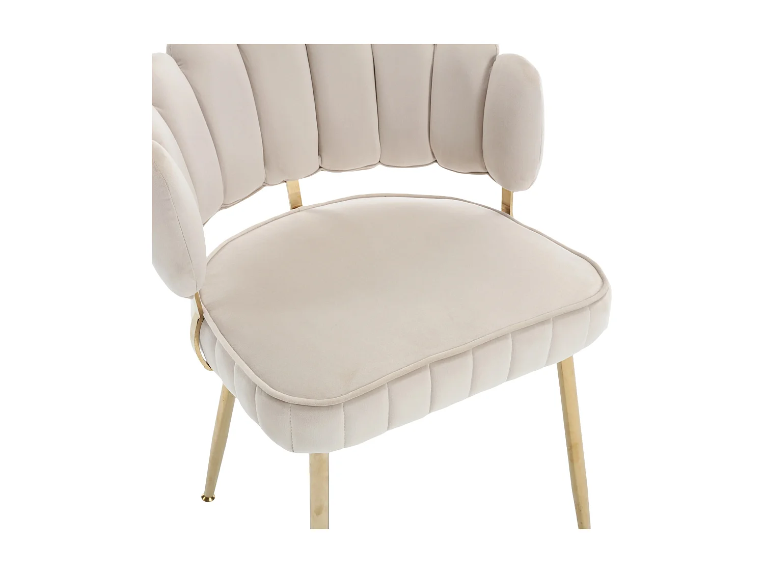 Lot de 2 chaises de salle à manger, chaise d'appoint velours , chaise simple de loisir avec pieds dorés, 58x56x78cm, Beige