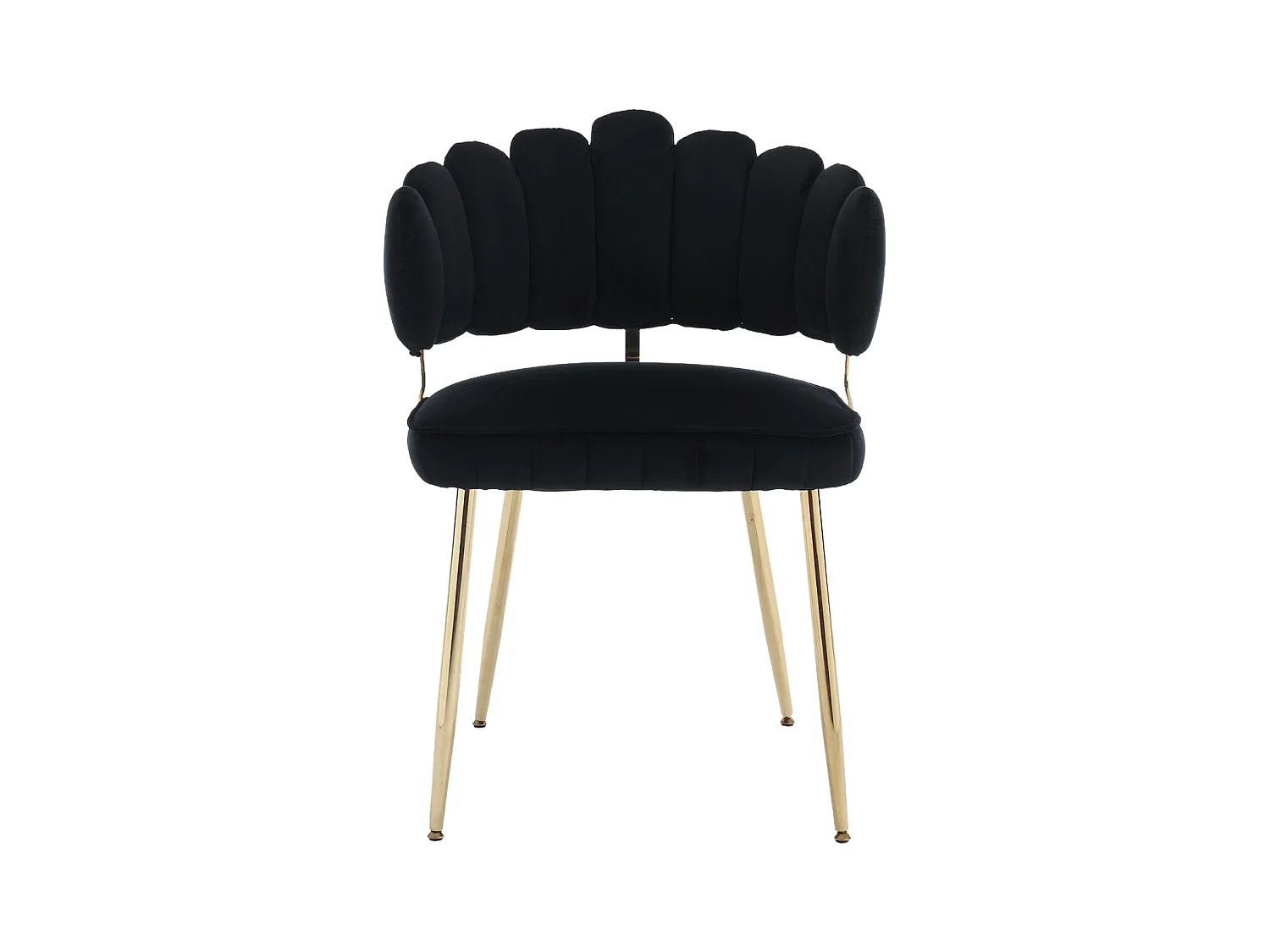 Lot de 2 chaises de salle à manger, chaise d'appoint velours , chaise simple de loisir avec pieds dorés, 58x56x78cm, Noir
