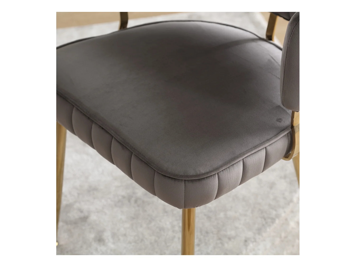 Set van 2 eetkamerstoelen, fluwelen stoel, eenvoudige relaxstoel met gouden poten, 58x56x78cm, Grijs