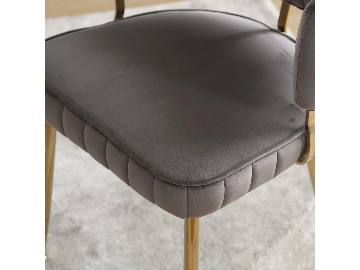 Lot de 2 chaises de salle à manger, chaise d'appoint velours , chaise simple de loisir avec pieds dorés, 58x56x78cm, Gris