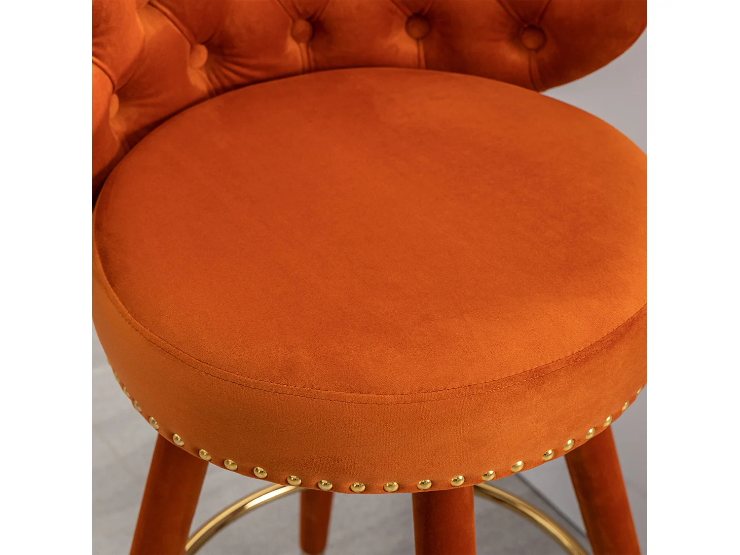 YOUTASTE Set 2 Sgabelli Da Bar Girevoli Con Schienale, Regolabili In Altezza 56-81 Cm, In Pelle PU, Design Moderno, Arancioni - 2