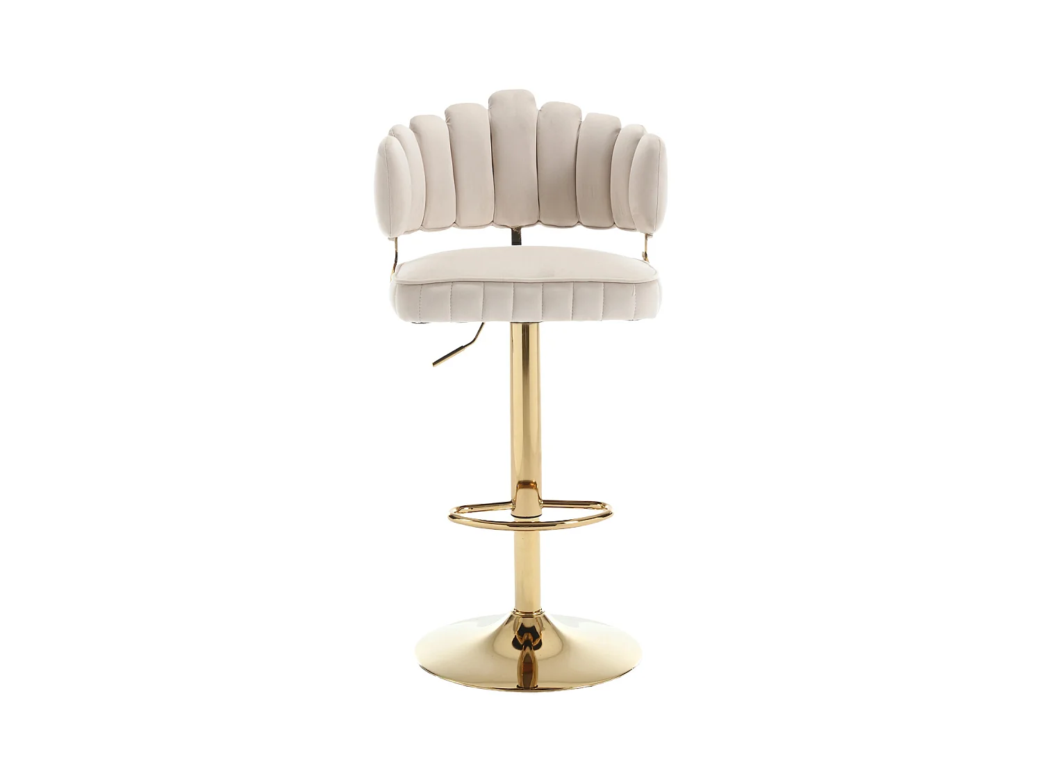 Set van 2 draaibare barkrukken, in hoogte verstelbare stoelen met voetenbank voor keuken/eetkamer, 48x44,5x92-114cm, beige