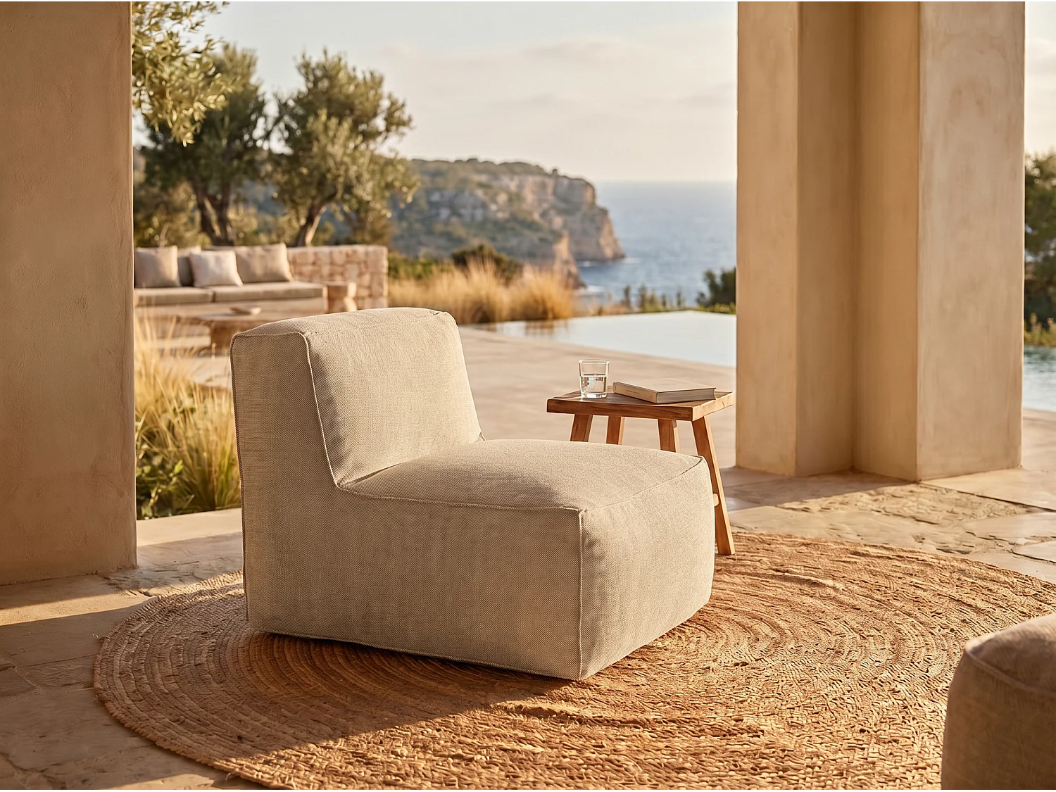 Trädgårdsfåtölj i tyg - beige - NOUMARA från MYLIA