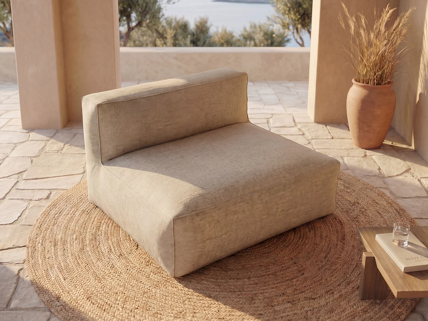 Canapé 2 places de jardin en tissu - Beige - NOUMARA de MYLIA