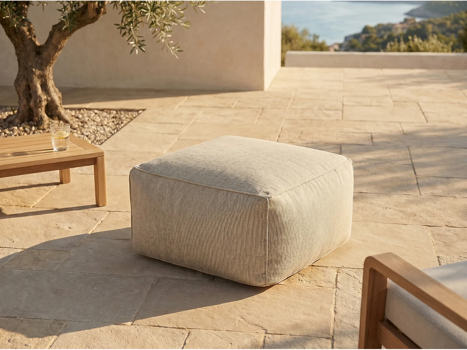 Trädgårdspuff i tyg - beige - NOUMARA från MYLIA