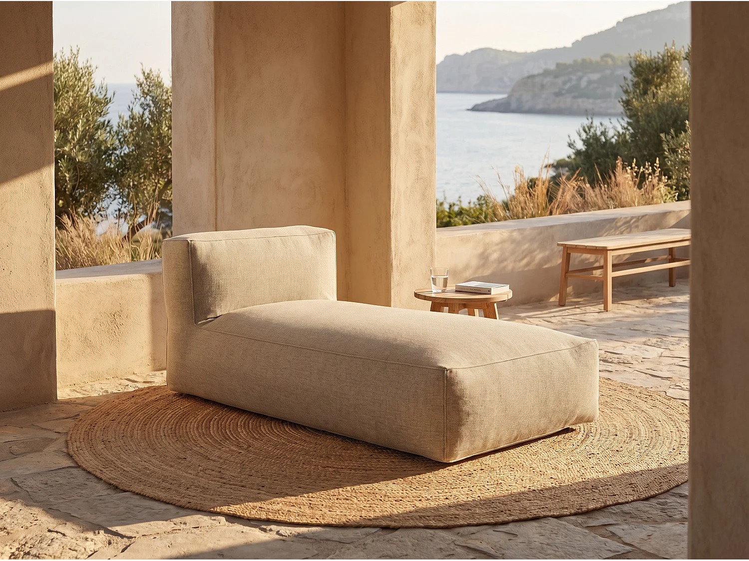 Trädgårdsdagbädd i tyg - beige - NOUMARA från MYLIA