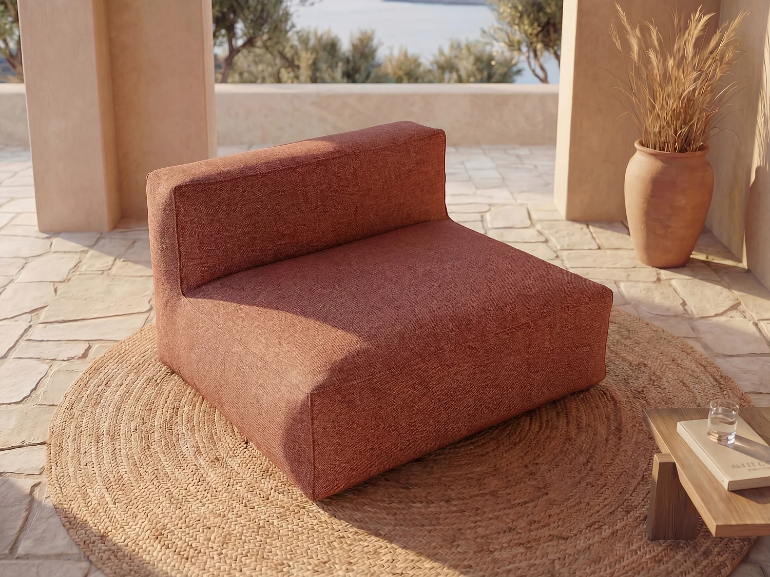 Canapé 2 places de jardin en tissu - Terracotta - NOUMARA de MYLIA