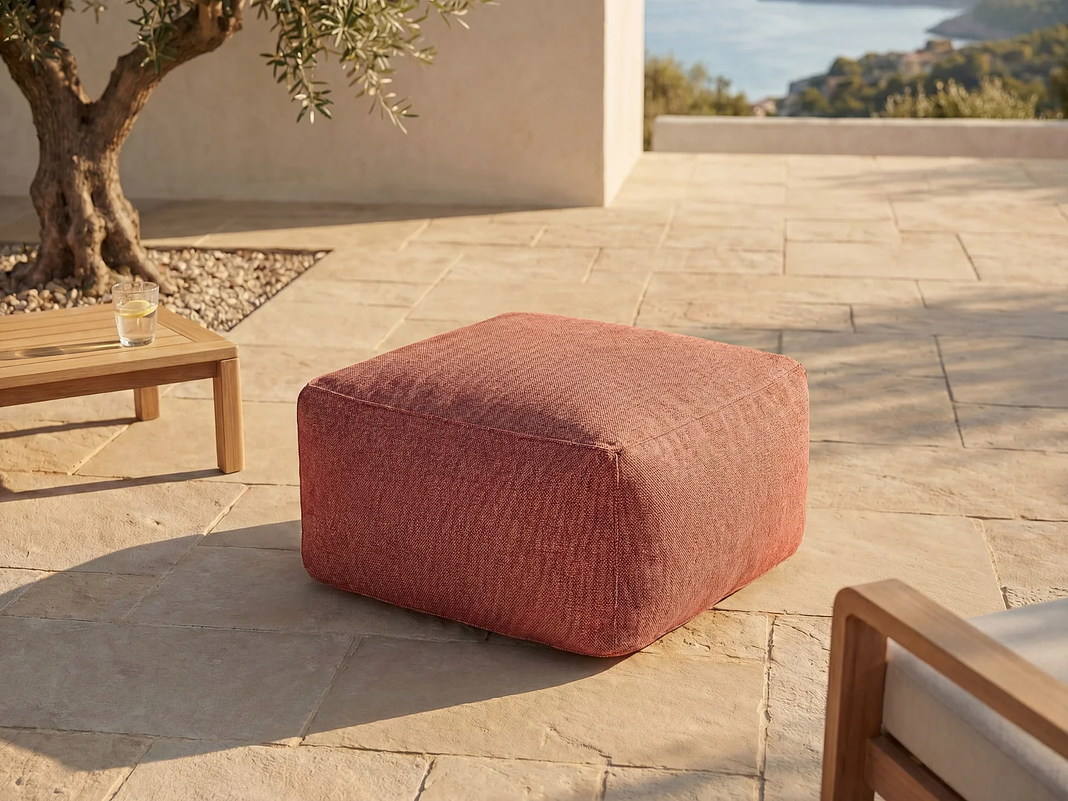Pufe de jardim em tecido terracota - NOUMARA de MYLIA