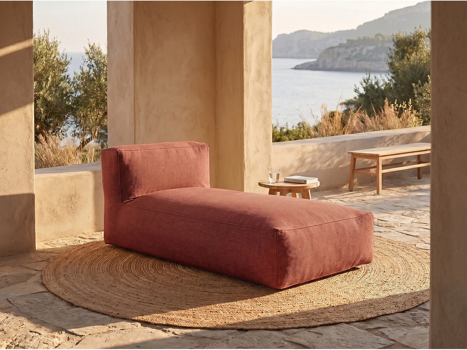 Méridienne de jardin en tissu - Terracotta - NOUMARA de MYLIA