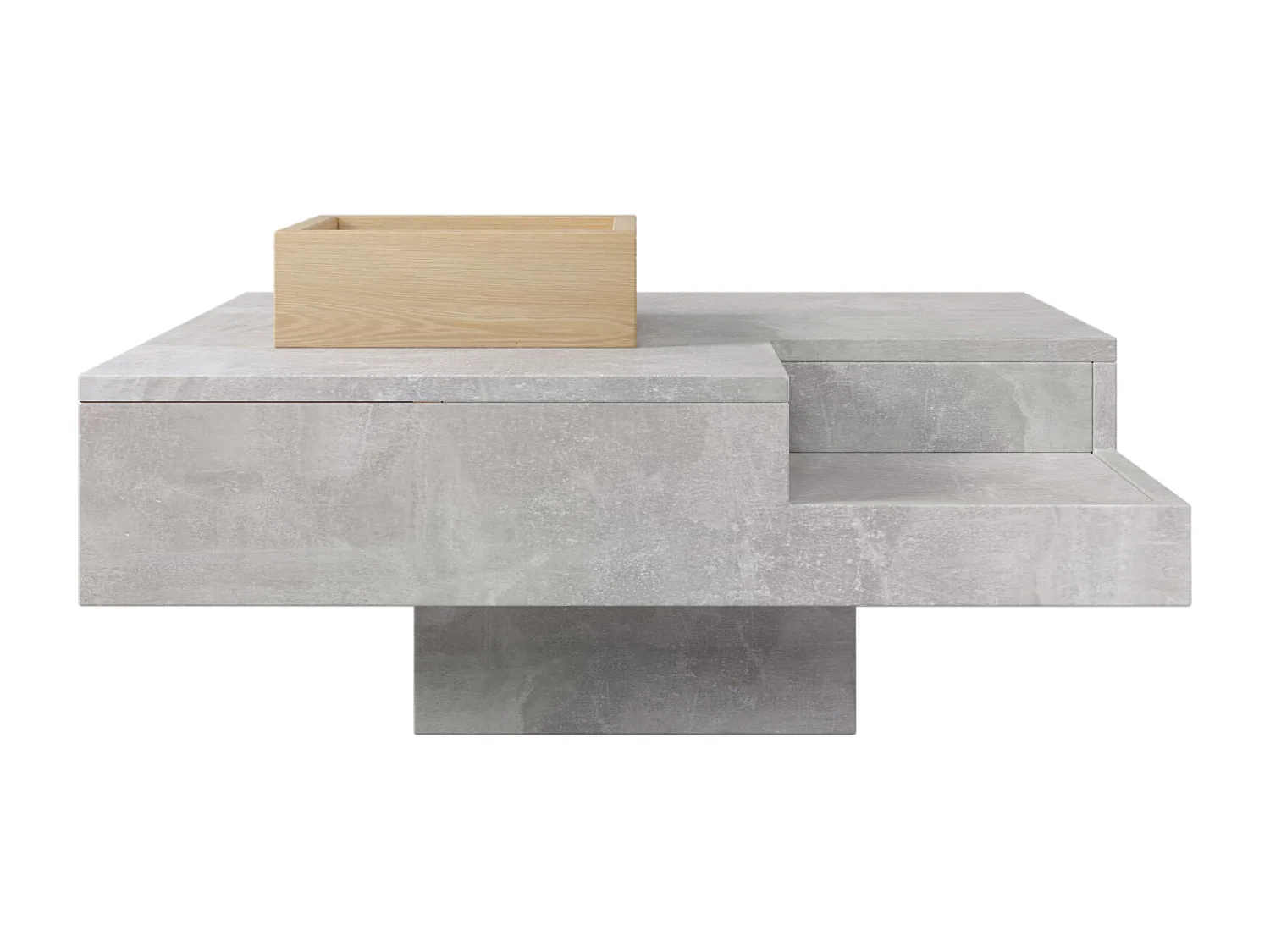 Mesa de centro cuadrada 72x72x30 cm, mesa de salón, mesa auxiliar con caja de almacenaje extraíble, color gris