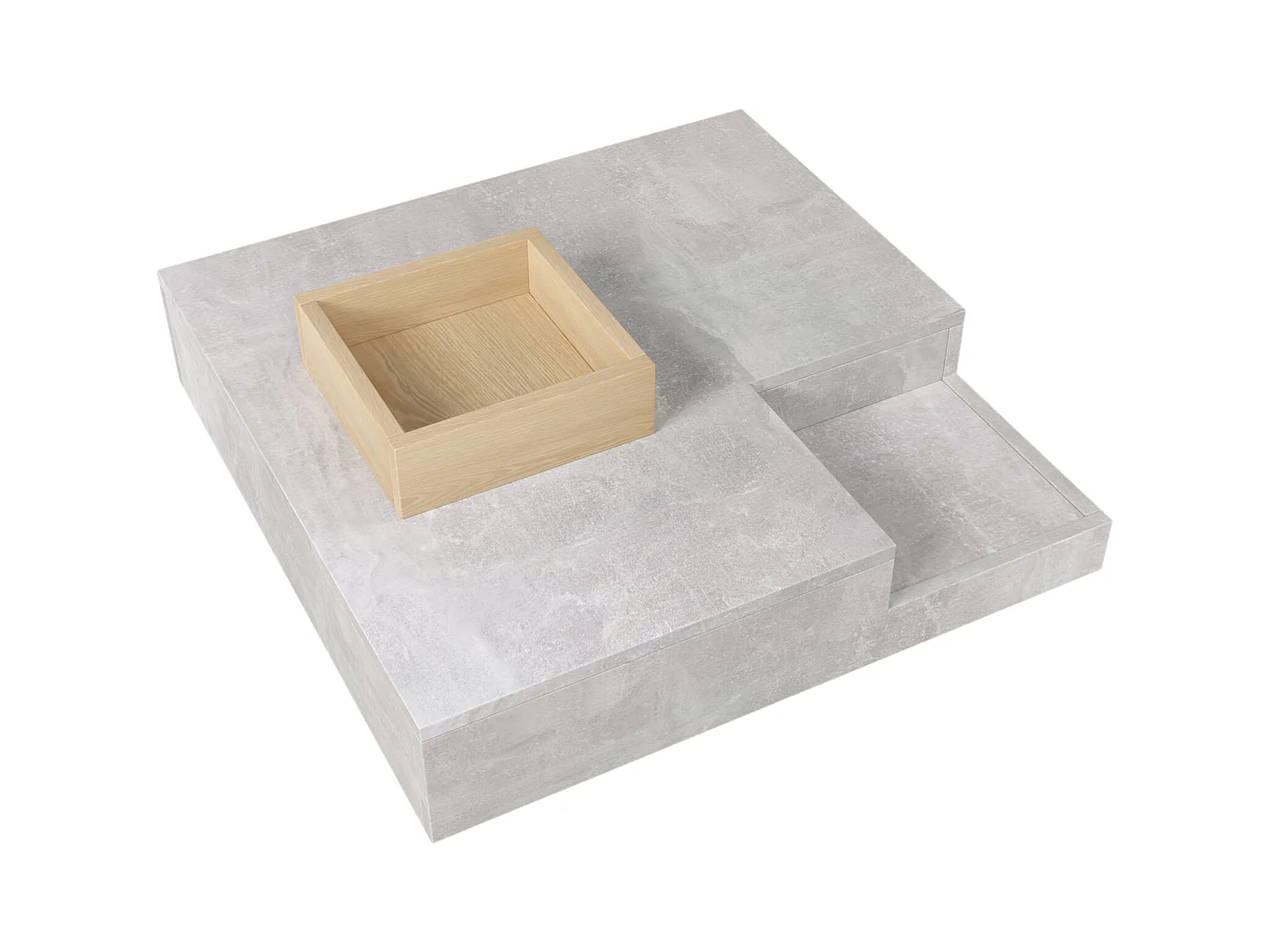 Quadratischer Couchtisch 72x72x30 cm, Wohnzimmertisch, Beistelltisch mit herausnehmbarer Aufbewahrungsbox, Farbe grau