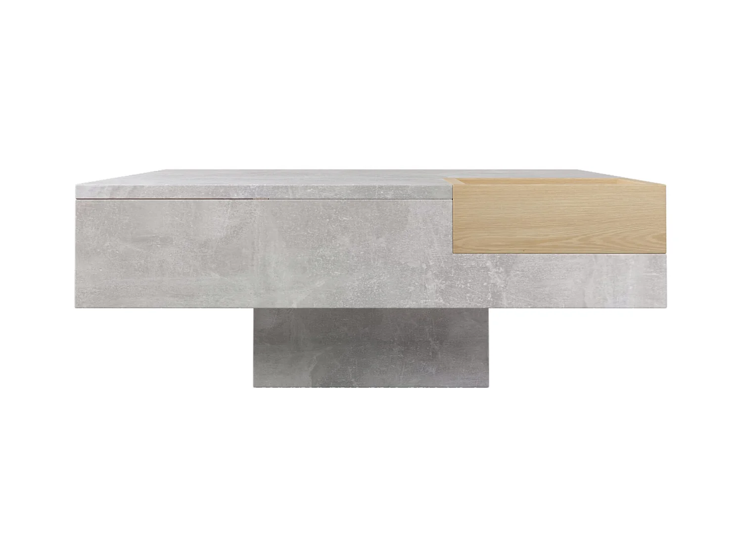 Quadratischer Couchtisch 72x72x30 cm, Wohnzimmertisch, Beistelltisch mit herausnehmbarer Aufbewahrungsbox, Farbe grau