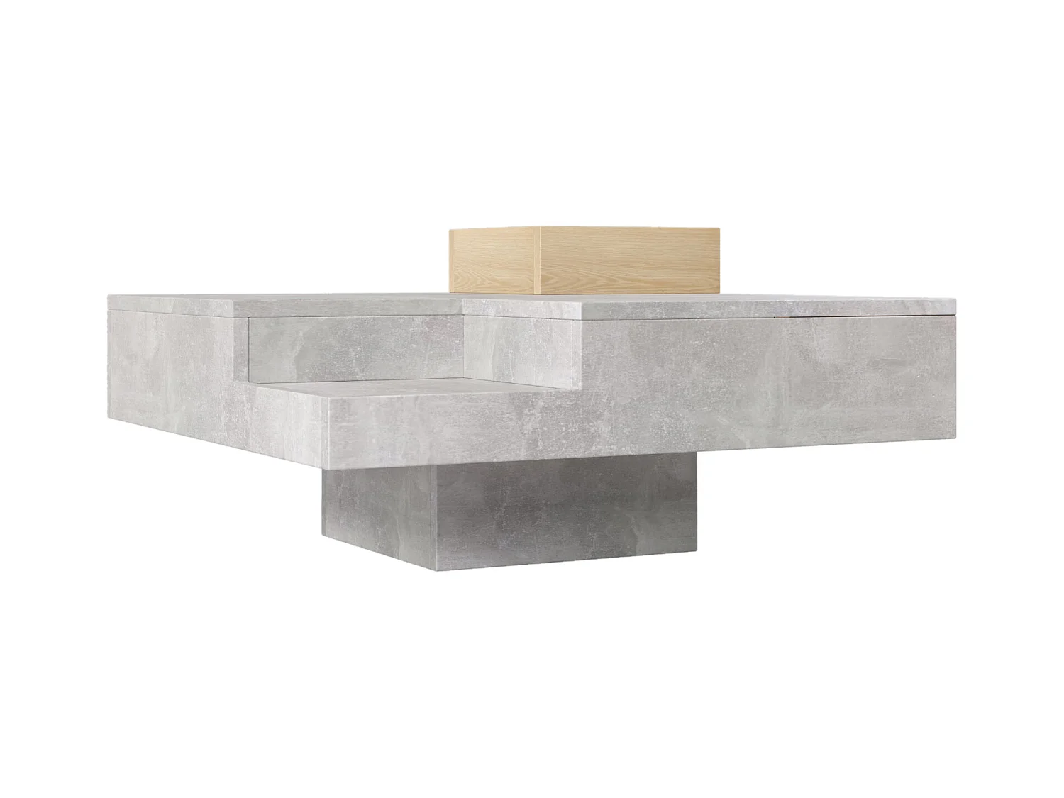 Quadratischer Couchtisch 72x72x30 cm, Wohnzimmertisch, Beistelltisch mit herausnehmbarer Aufbewahrungsbox, Farbe grau