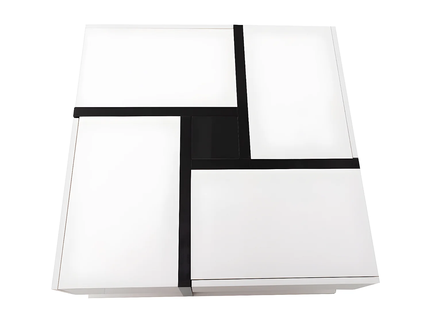 Mesa de centro cuadrada de alto brillo, con 4 cajones, diseño exclusivo, espacio de almacenamiento en la parte inferior, 78x78x36cm blanco