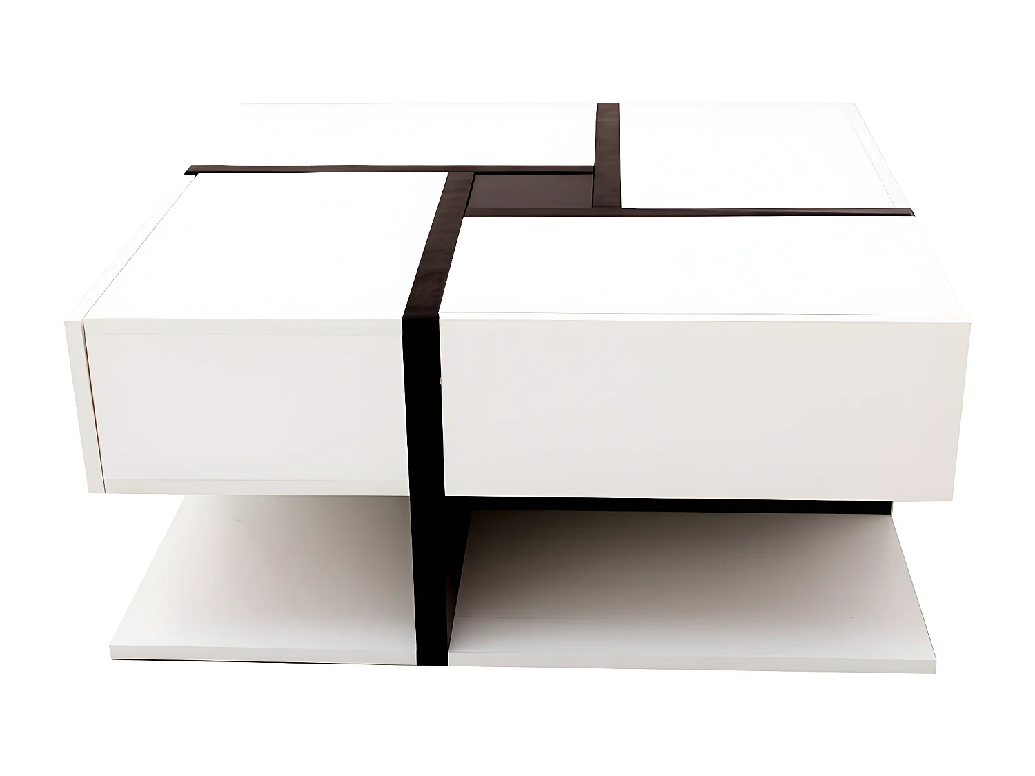 Mesa de centro cuadrada de alto brillo, con 4 cajones, diseño exclusivo, espacio de almacenamiento en la parte inferior, 78x78x36cm blanco