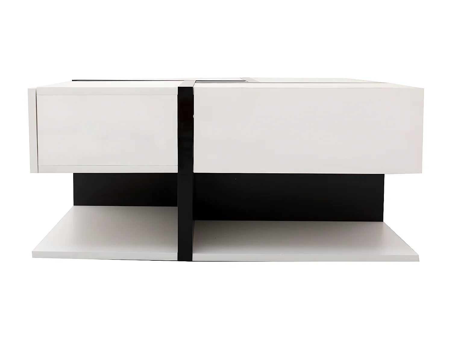 Mesa de centro cuadrada de alto brillo, con 4 cajones, diseño exclusivo, espacio de almacenamiento en la parte inferior, 78x78x36cm blanco