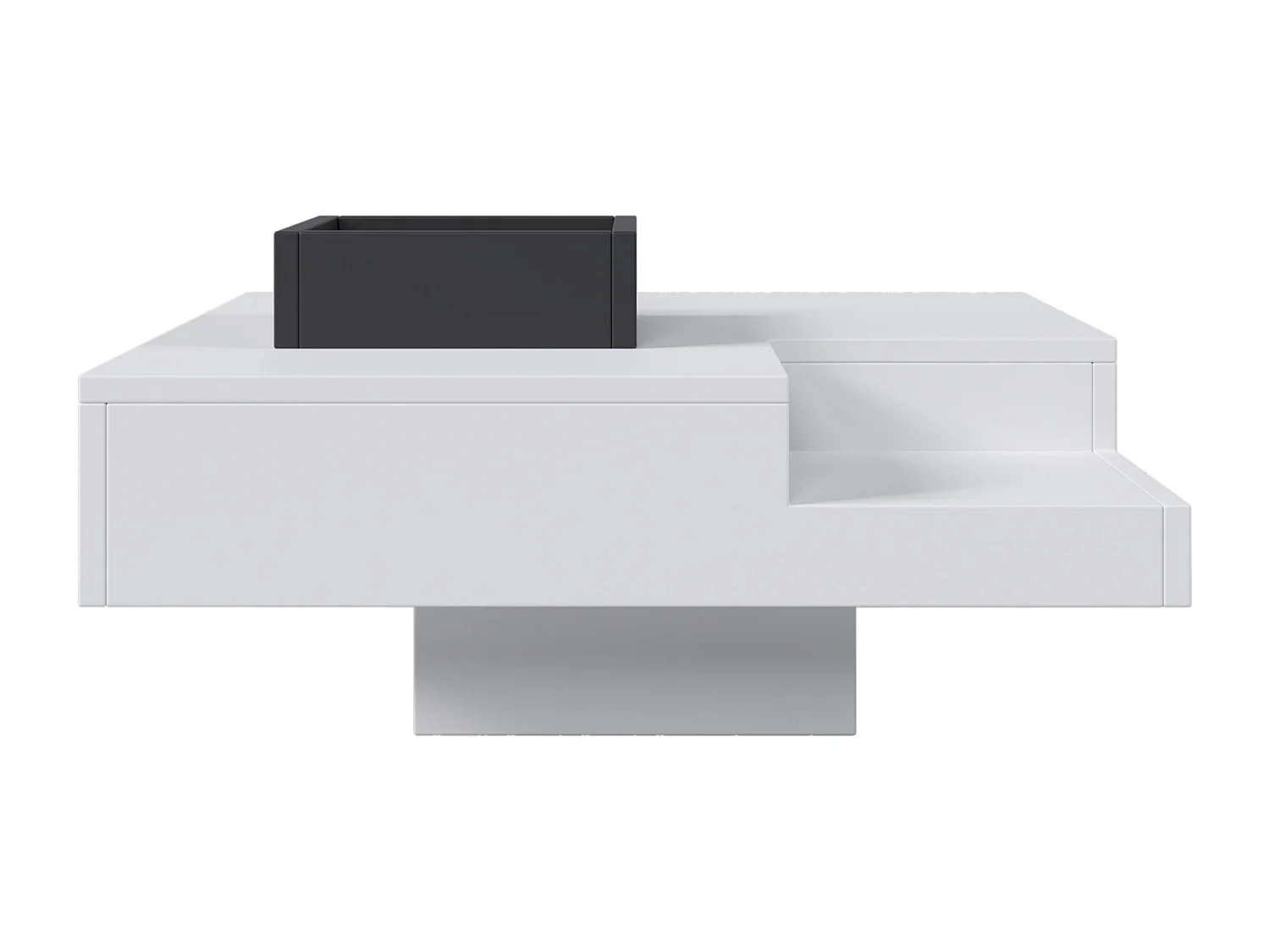 Table basse LED carré 72x72x30 cm, table de salon, table d'appoint avec boîte de rangement amovible, coloris blanc