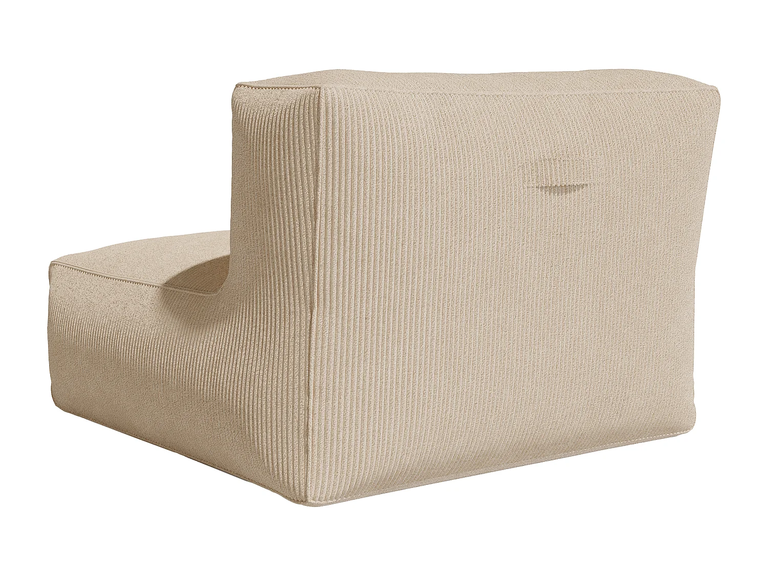 Hoekfauteuil van beige ribfluweel NOUMARA