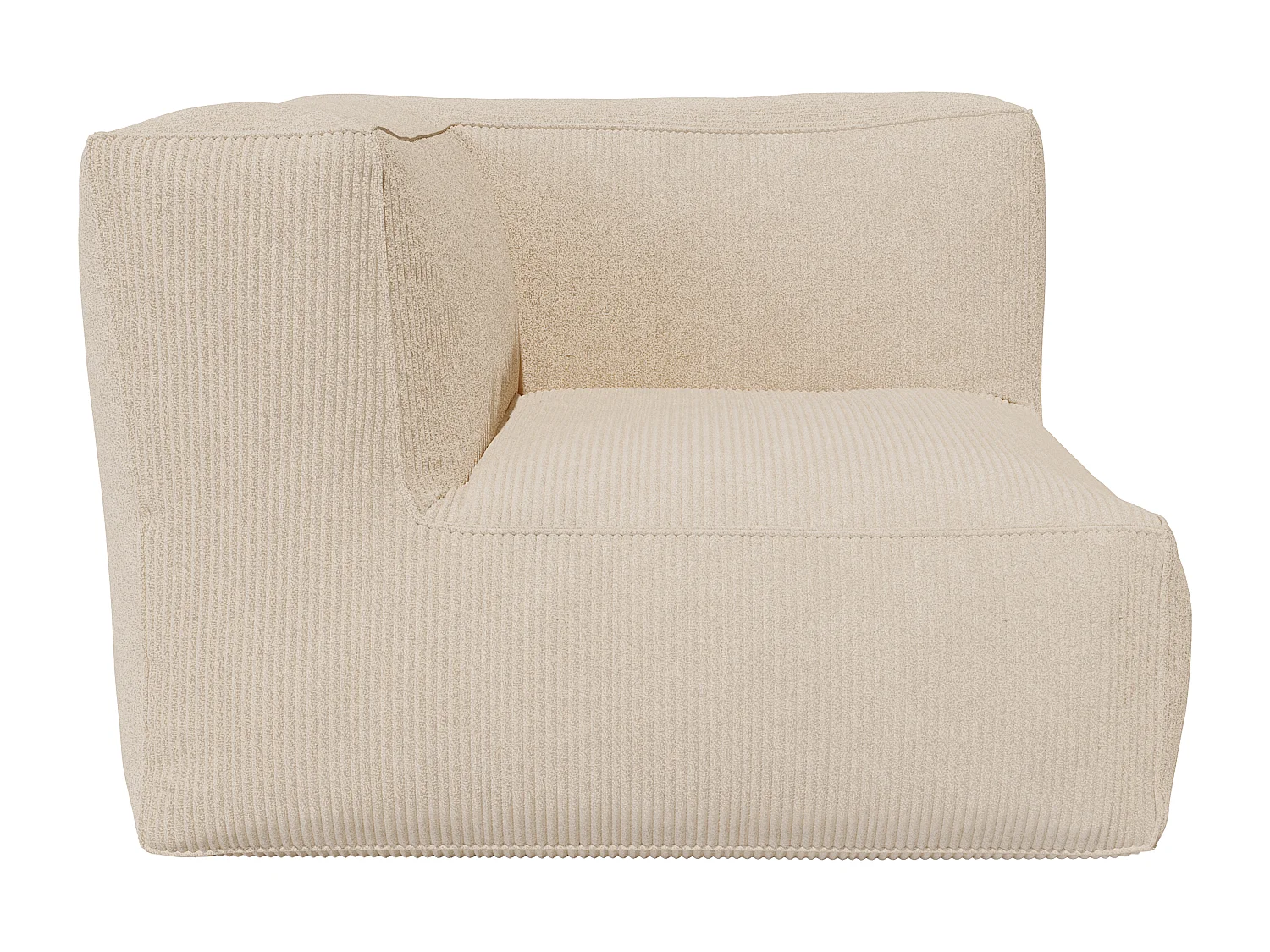 Hoekfauteuil van beige ribfluweel NOUMARA