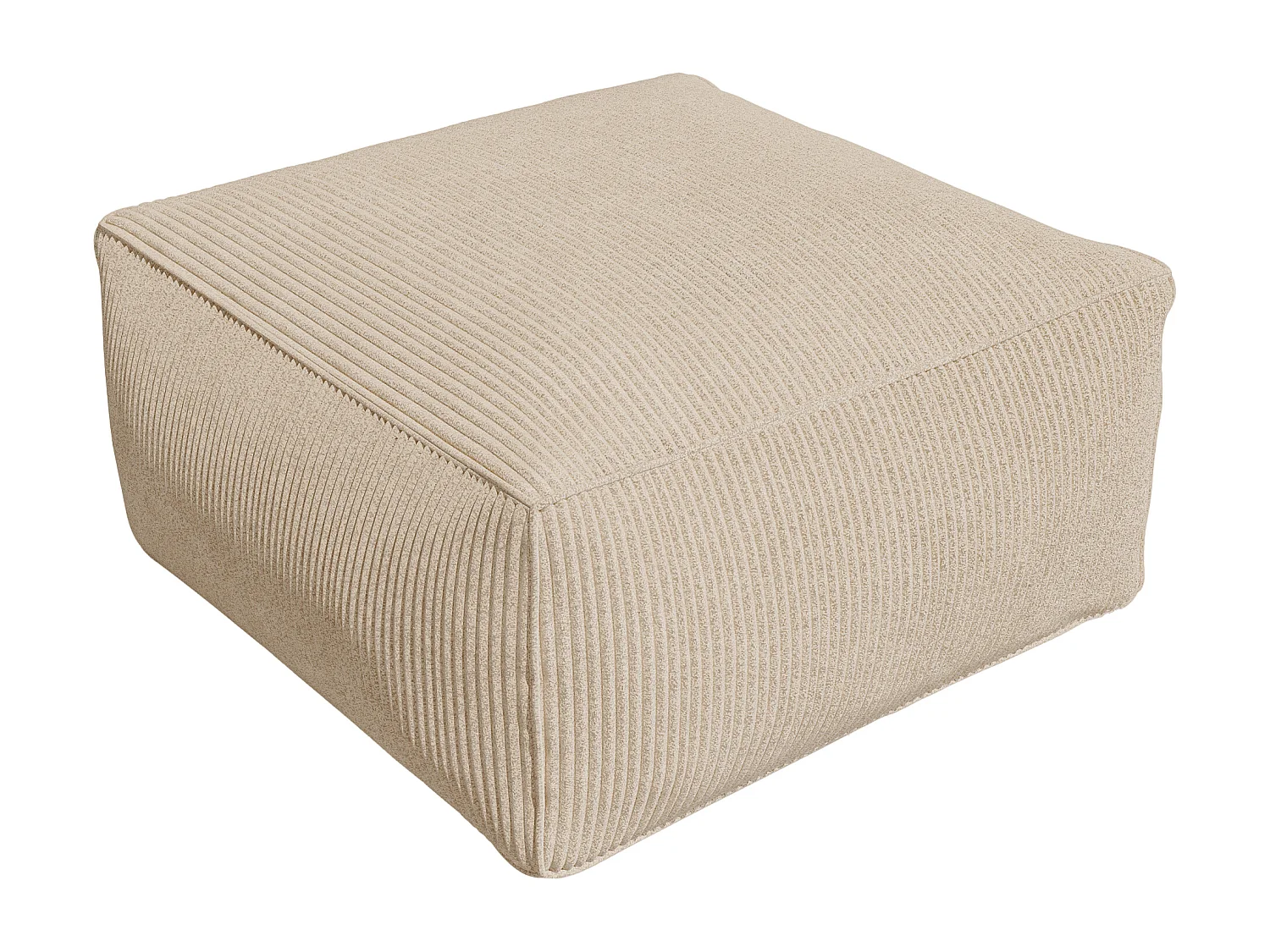 Pouf en velours côtelé beige NOUMARA