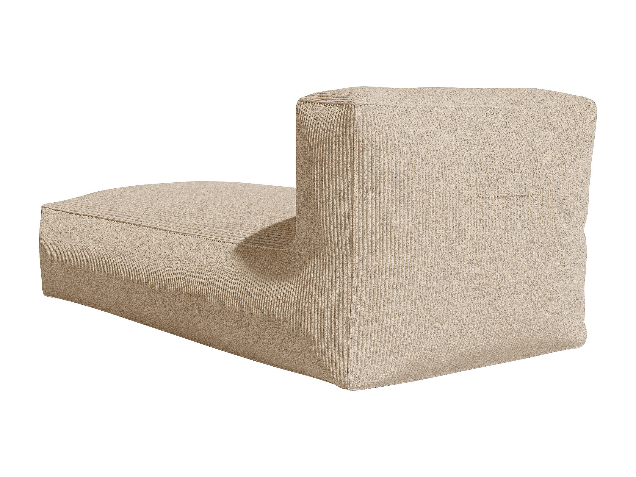 Méridienne Gauche En Velours Côtelé Beige PINETA - 1 Place, Déhoussable, éco-responsable