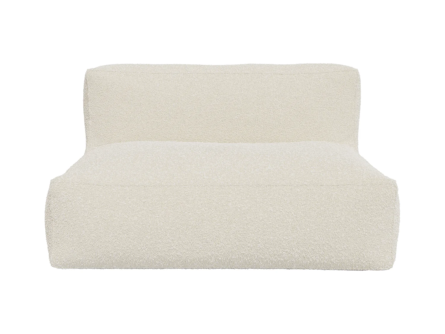 Canapé 2 places en tissu bouclette blanc cassé NOUMARA