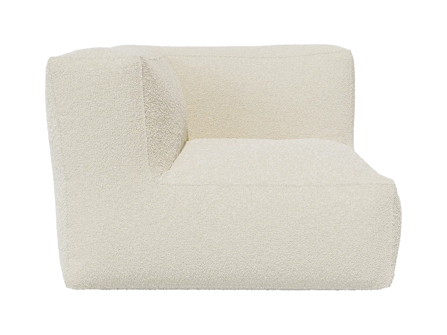 Fauteuil d'angle en tissu bouclette blanc cassé NOUMARA